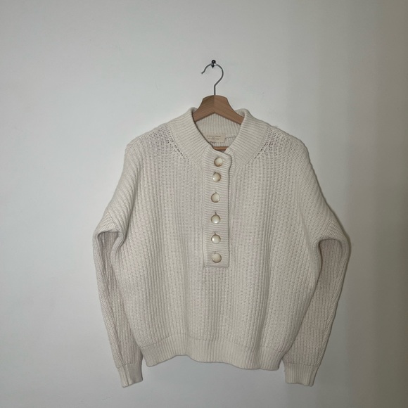 SEZANE COTTON/WOOL BLEND LUCAS JUMPER IN ECRU SIZE M - Picture 4 of 8